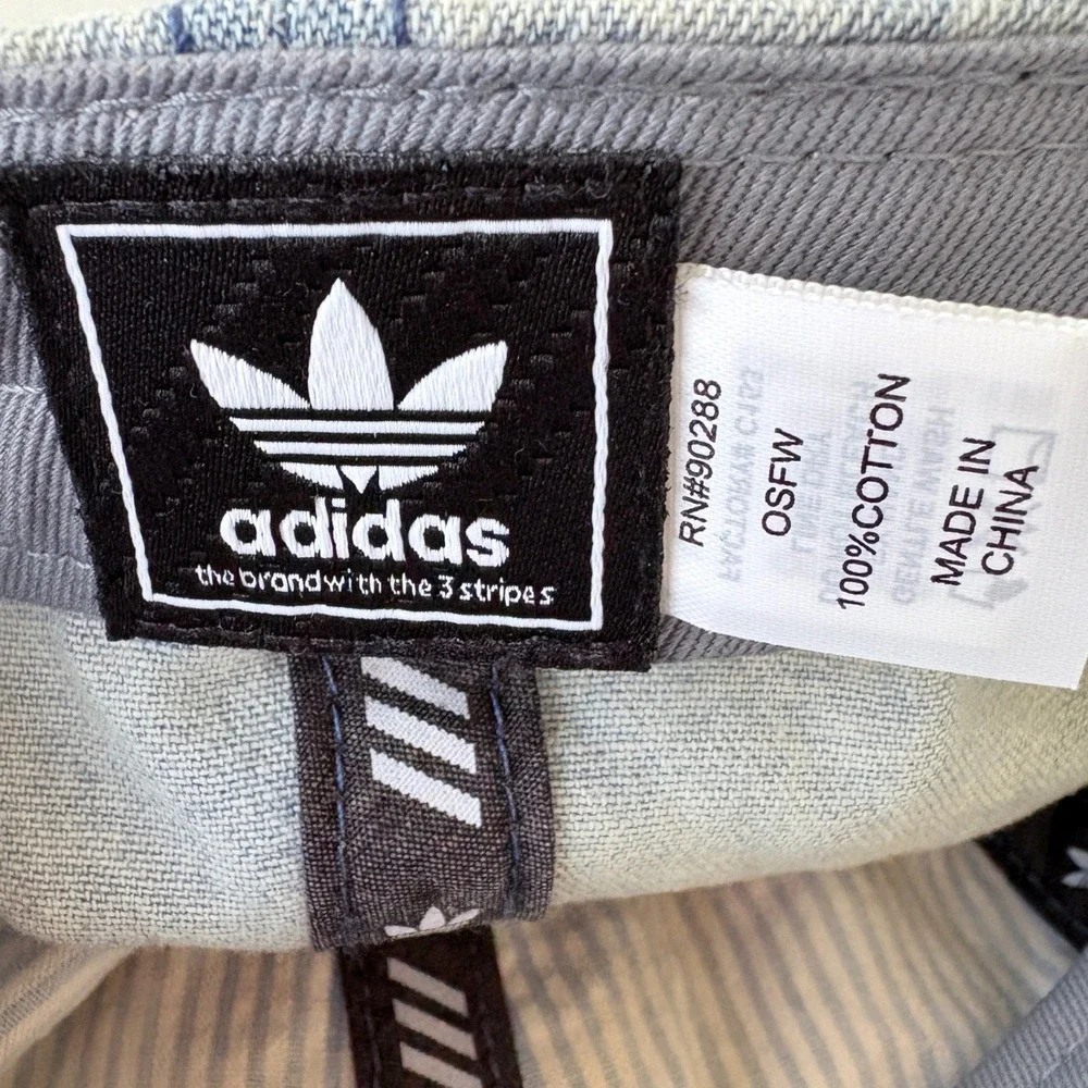 Adidas Originals Blue Acid Wash Denim Trefoil Womens Dad Baseball‎ Cap Hat